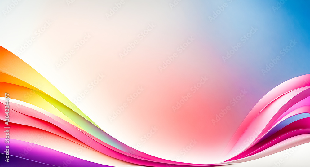 Poster abstract colorful wavy lines on soft gradient background