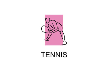 Tennis sport vector line icon. sportman, equipment sign. sport pictogram illustration.