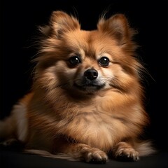 Obraz premium Fluffy Pomeranian Dog Posing in Professional Studio Lighting with Clean Background