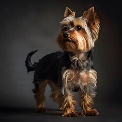 Majestic Yorkshire Terrier Dog Portrait with Professional Studio Lighting