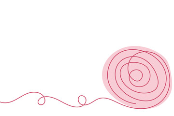 Sketch yarn ball minimal skein of woolen drawing line art. Yarn ball cotton wool hand drawn line concept with white ioslated background. Abstract,vector,illustration.