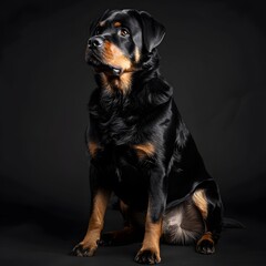Obraz premium Majestic Rottweiler Portrait in Professional Studio Lighting