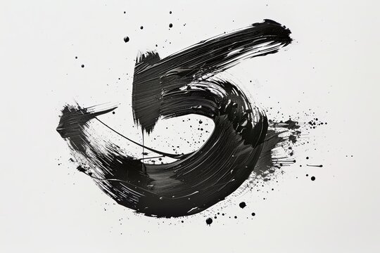 number 5 is written in black ink, on a white background, brush calligraphy