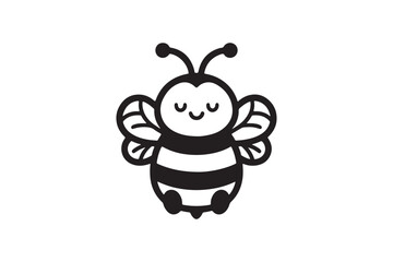 Cute honey bee silhouette vector art with white background 