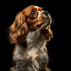 Naklejka premium Majestic Cavalier King Charles Spaniel Dog in Professional Studio Lighting Portrait