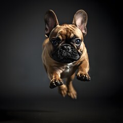 Energetic French Bulldog in Motion with Studio Lighting