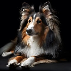Majestic Shetland Sheepdog in Professional Studio Lighting - Pure Elegance Captured in High-Quality Image