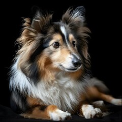 Majestic Shetland Sheepdog Portrait in Professional Studio Lighting