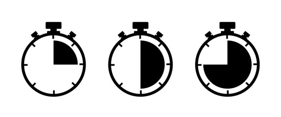 Black Timers Icons vector design, Stop watch, Alarm Infographic, Office and Business Syumbol (Editable)