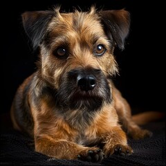 Majestic Border Terrier Dog in Studio Lighting - Professional DSLR Photography of a Lying Down Canine Companion