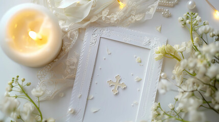 delicate borders of first communion card 