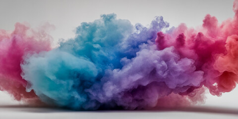 Fototapeta premium Schwebende Farbwolken: Eine harmonische Explosion aus Blau, Lila und Pink, die in sanften Übergängen eine ästhetische Rauchlandschaft erschaffen