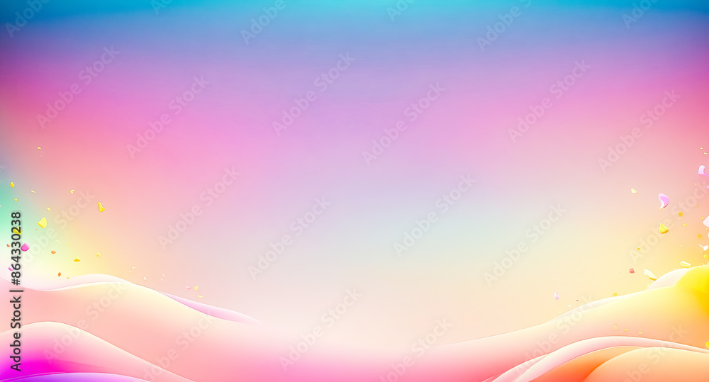 Poster abstract colorful gradient background with wavy lines and confetti