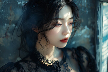 Fototapeta premium Abstract beauty portrait of an Asian model