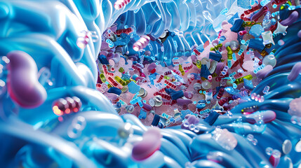 Obraz premium Human Consumption of Microplastics and Microplastics in Digestive System