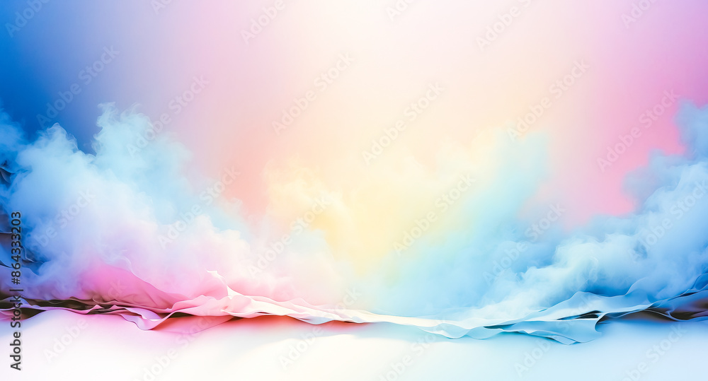 Poster abstract pastel background with wavy lines and clouds