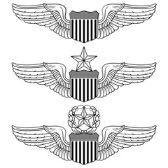 Air Force Pilot Wings Vector File Blank, outline vector, SVG Badge, DXF, CNC Router File, Laser Engraving, Cricut, Ezcad, Digital Cutting File for laser cutting, laser engraving template © kawsher