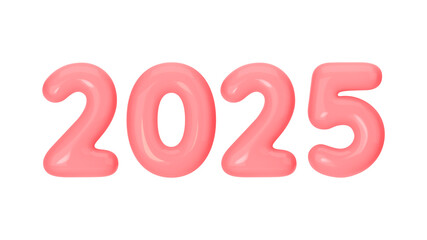 Happy New Year 2025 - 3D Render with Vibrant pink Balloons. Vector Illustration for Sale
