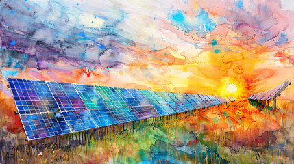 Obraz premium solar panels on the field