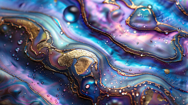 Vibrant abalone shell surface texture background