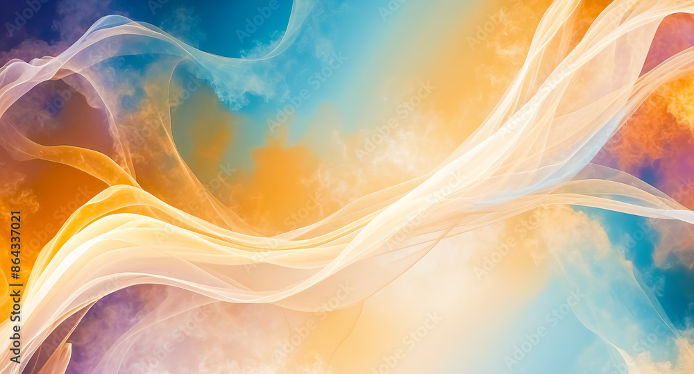 Poster abstract background with white lines and clouds
