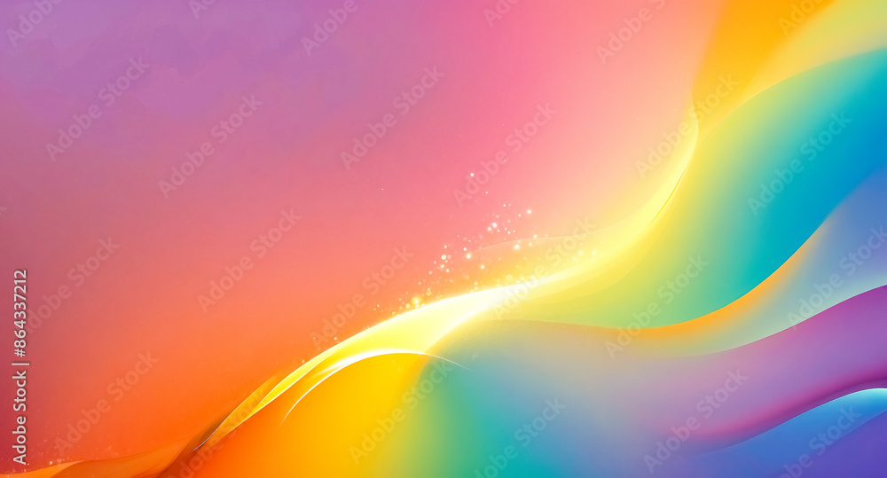 Poster abstract colorful gradient background with waves and sparkles