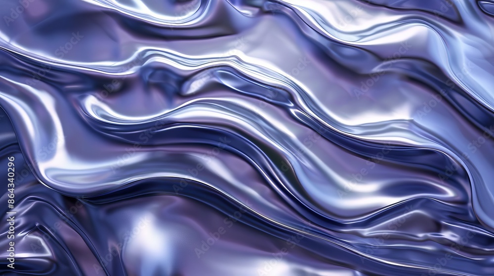 Poster abstract metallic purple liquid texture. shiny, flowing waves create a modern and dynamic background