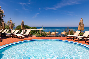 Thermal springs with radon and sodium chloride mineral waters in various pools on the coast of the...
