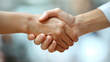 Two hands shaking, symbolizing agreement, partnership, and collaboration.