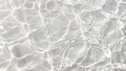 Realistic Water Surface Overlay. Transparent Background with Detailed Ripples and Caustic Light Effects on a Crystal-Clear Water Surface.