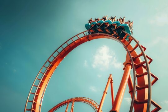 A rollercoster ride with loopings and sharp curves.