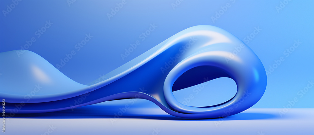 Poster blue abstract 3d design against a colored background, showcasing depth and modern aesthetics.