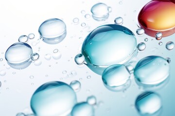 Skin care products appear in water droplets Shows freshness and moisture. on a white background.