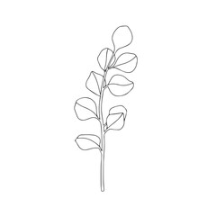 Vector hand drawn minimalist botanical art. Leaves outline drawing.