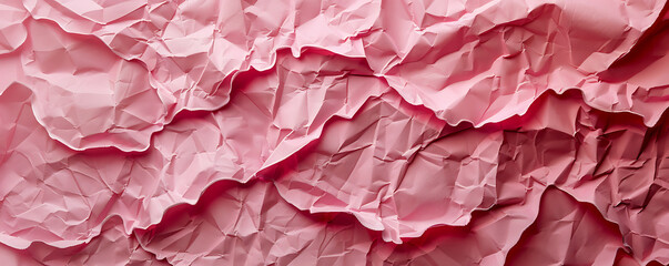 Obraz premium Light pink crumpled paper texture background displaying the intricate folds and creases of the material,