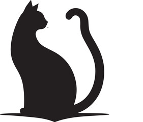 Cat silhouette with White background
