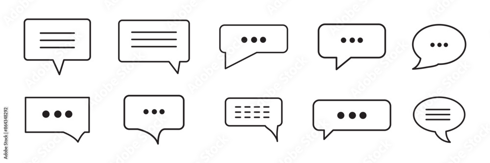 Poster minimal set of chat bubble line icons