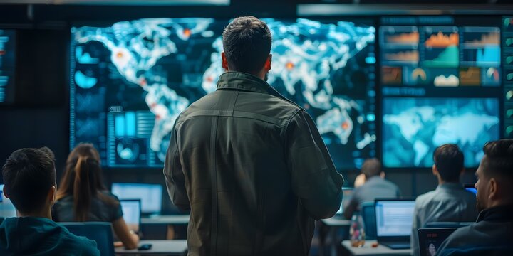 Man teaching cybersecurity to students in classroom training employees on cybersecurity awareness. Concept Cybersecurity Training, Classroom Instruction, Employee Awareness, Information Security - Powered by Adobe