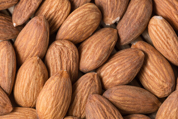 peeled almonds top view close-up