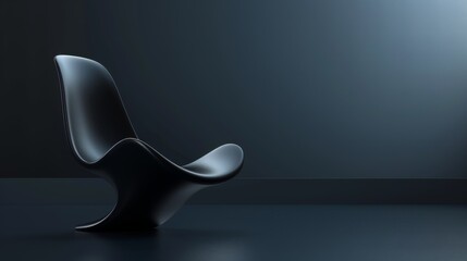 Modern black designer chair in minimalistic interior, contemporary furniture concept