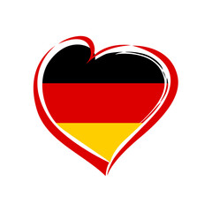 Cute heart shape with German state flag and clipping mask. Badge template. Public holiday symbol. Trendy design. Outline sign and flag background. Award concept. Sport symbol. Web icon. Travel emblem.