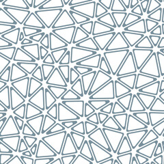 Abstract Mosaic Background. Compact triangles size. Solid Color style. Rounded triangular cells outlined. Repeatable pattern. Slate Horizon Sky. Elegant vector tiles. Seamless vector illustration.