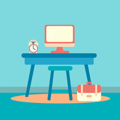 flat design illustration of workspace desk