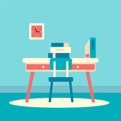 flat design illustration of workspace desk