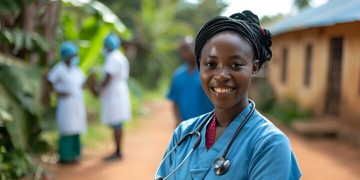 Celebrating medical professionals providing healthcare in Africa on World Health Day. Concept WorldHealthDay, HealthCareHeroes, Africa, MedicalProfessionals, Celebration