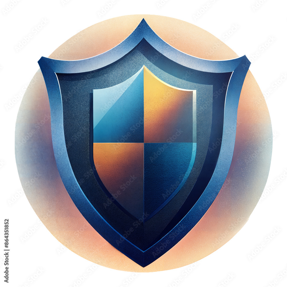 Poster digital security shield icon on transparent background