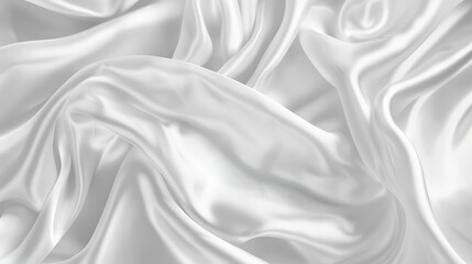 Naklejka premium Texture of Crumpled White Satin Fabric as Background