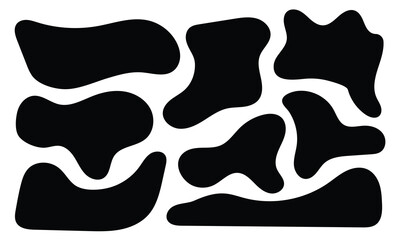 Blob shape organic, vector illustration set. Collection from abstract forms for design and paint. Liquid silhouette drop in modern style. Basic stains isolated elements on white background in eps 10.