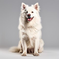 Kintamani dog breed standing against white background, AI Generated
