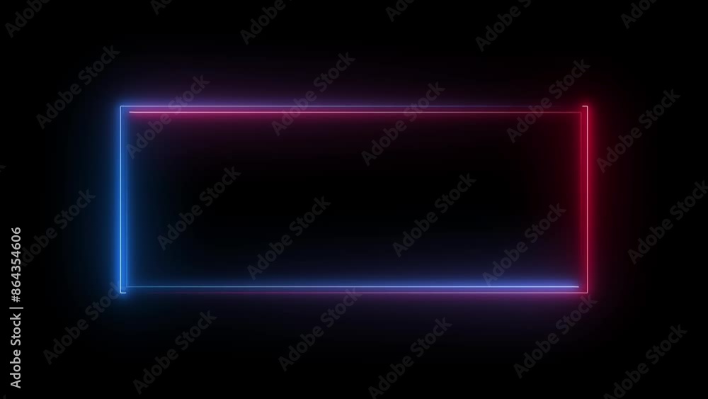 Poster neon abstract rectangle shape line animation in 4k video.